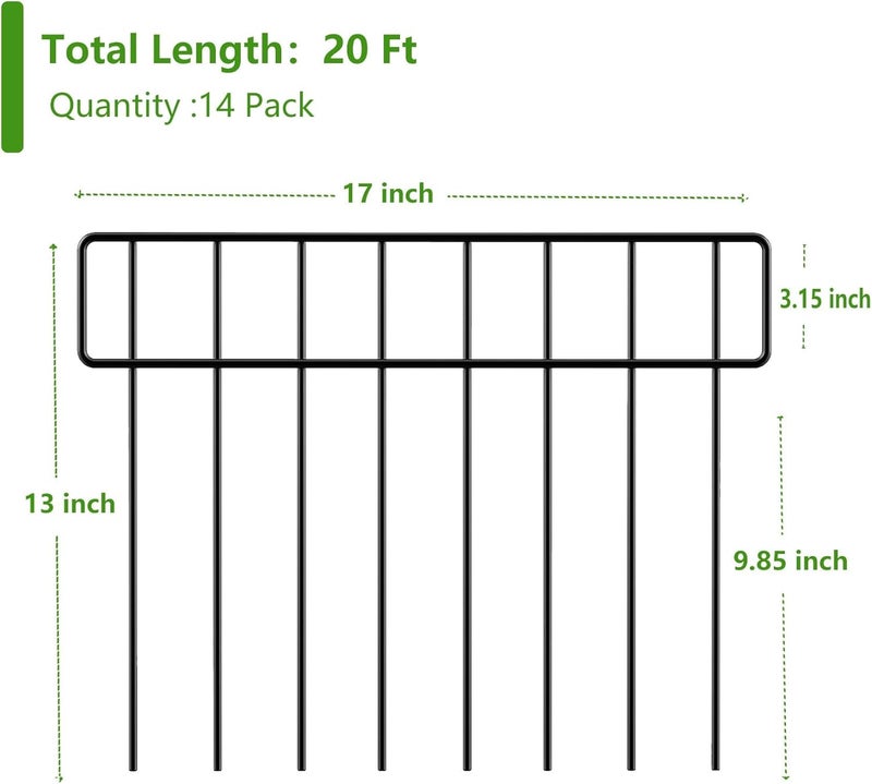 HIHADUUM 20Ft(L) X 13Inch(H) Animal Barrier Fence - 14 Pack Garden Fence Animal Barrier Garden Border Rustproof Metal No Dig Fence Panels for Dog Rabbit Defense Bottom Blocker for Outdoor Yard Patio - Image 2